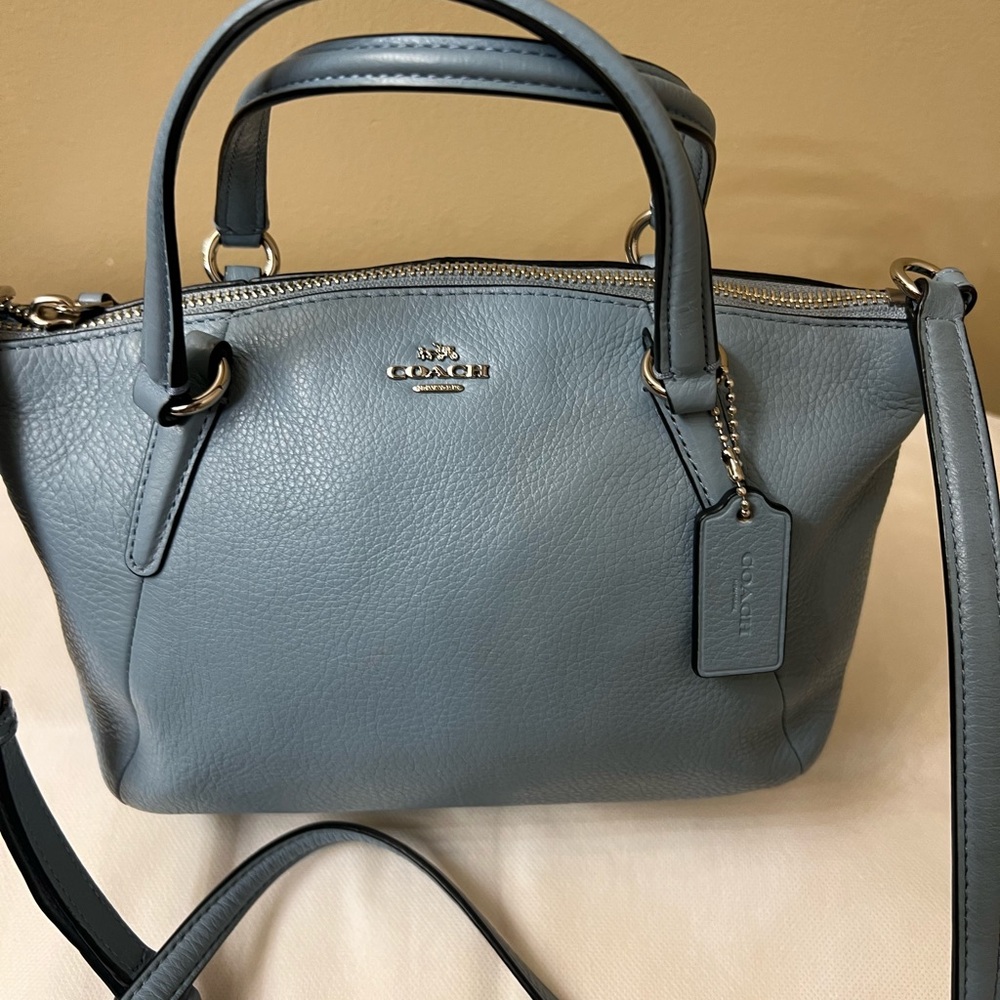Coach Kelsey Kelsey Blue Leather Satchel Crossbody - Picture 2 of 14